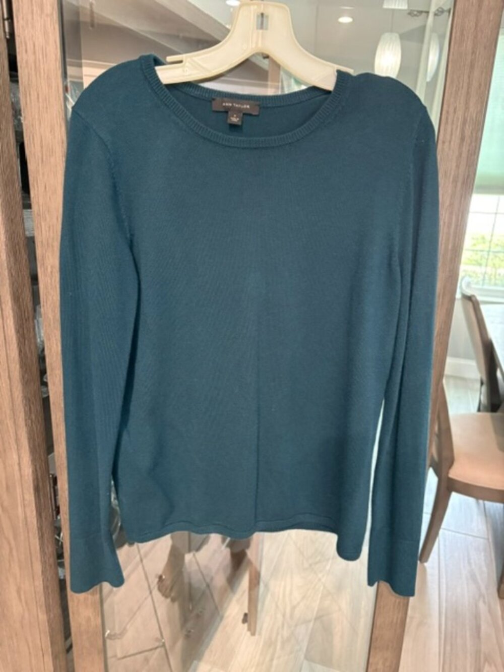 Crew Neck Sweater with Crystal Button Cuffs